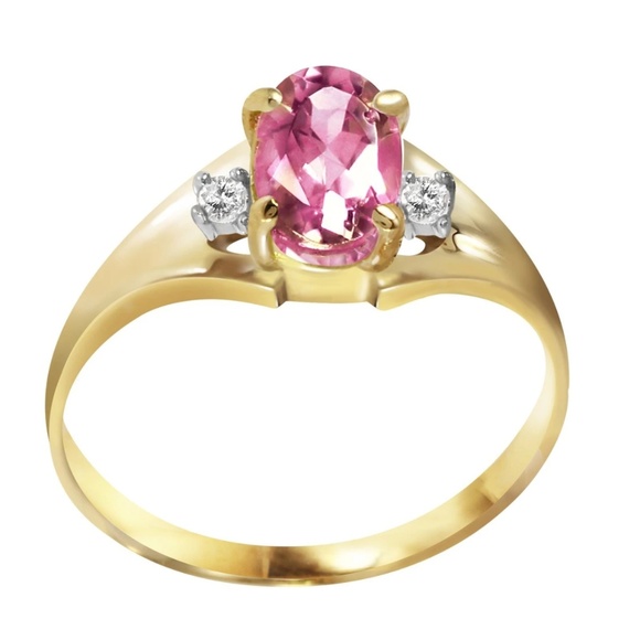 14K Rose Gold Brilliance Pink Topaz Diamond Ring